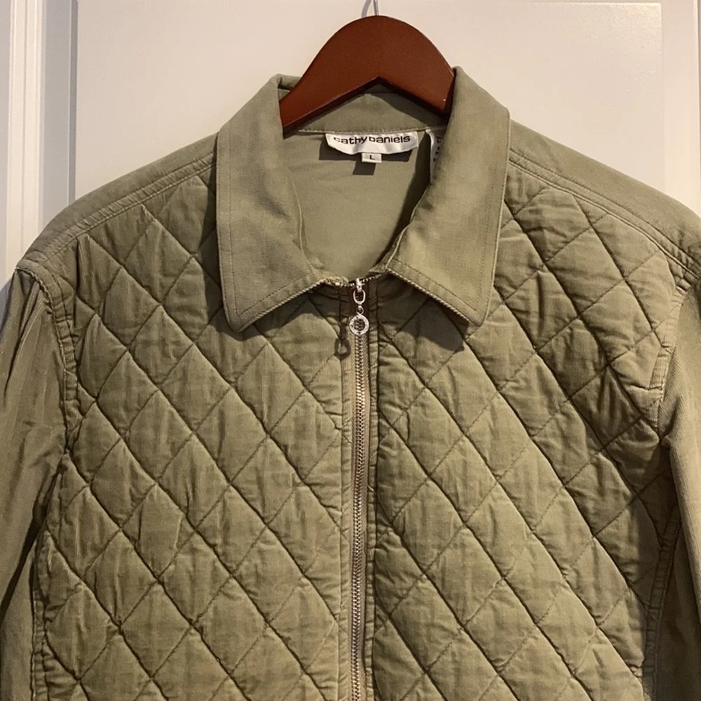 Cathy Daniels Green Corduroy Fill Zipper Jacket Size Large - Picture 3 of 14